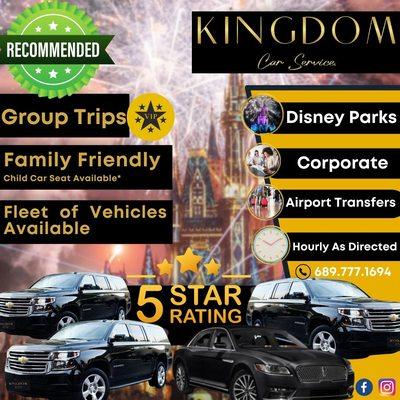 Kingdom Car Service is here to serve you! Family Friendly, Corporate Ready SUVs and Hourly As Directed!