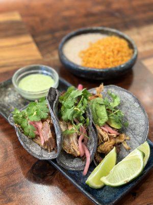 Blue corn tortilla Pork Taco