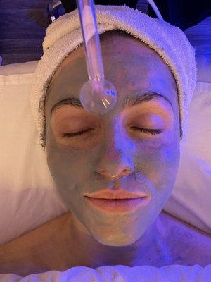 High Frequency acne facial.