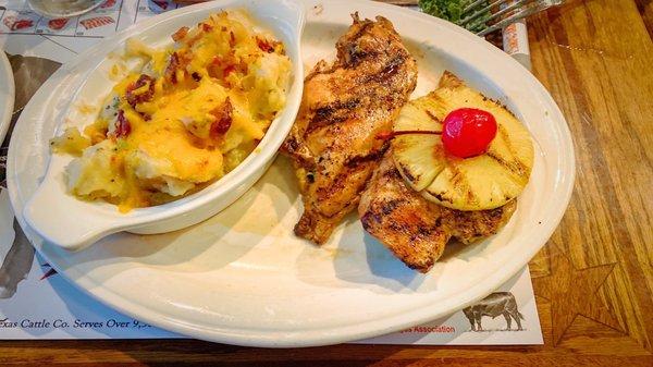 Grilled chicken and loaded mashed potatoes