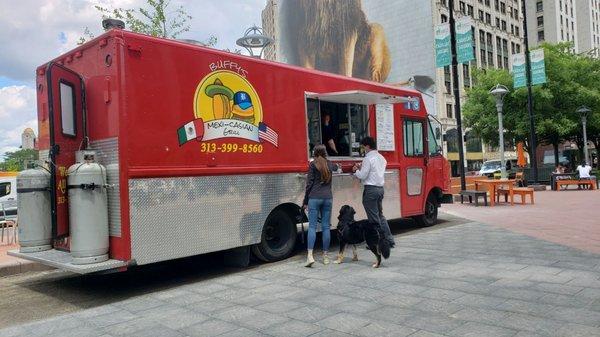 Food trucks in Cadillac Square, downtown Detroit