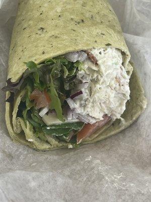 Chicken Salad on Spinach Wrap