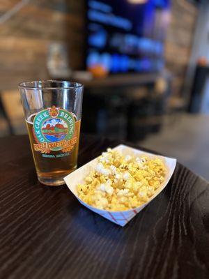 Beer and popcorn