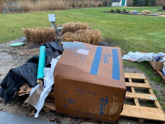 This pile of garbage sat in our front yard for over 3 months before they finally removed it.