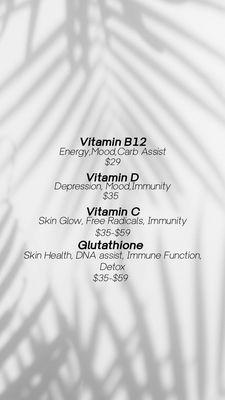 Few of the vitamins shots avails !