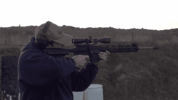 Eric shooting an AR-10 for the first time.