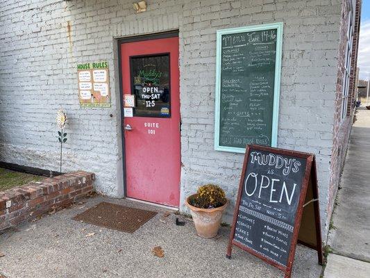 Front entrance with menu