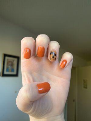 Fall nails. Gel Color 77, and tortoise design