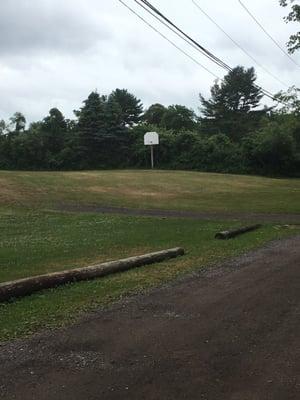 Basketball hoop in a field...