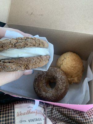 Molasses Cookie sandwich with buttercream frosting Pumpkin Donut Almond cookie