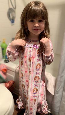 My daughter in her Princess Sophia Nightgown! Isn't she precious!?