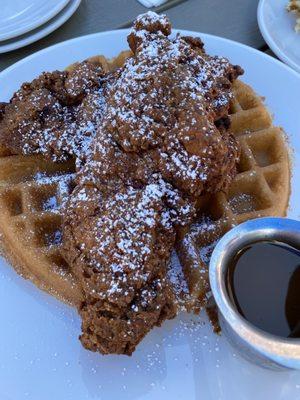 Spicy chicken & waffle with hot apple cider syrup