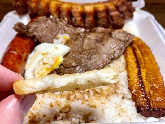 Mini corn cake in Bandeja Paisa - takeout