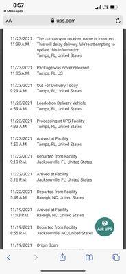 Delivery timeline