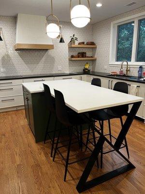 Kitchen island and sink.