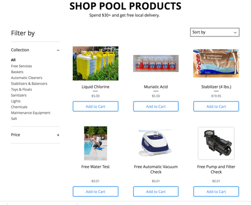 We offer FREE local chemical and pool supply delivery at villagespapools.com/shop