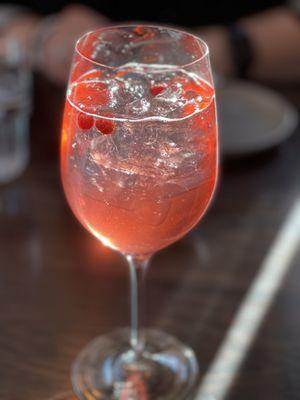 Strawberry rhubarb Prosecco spritzer....