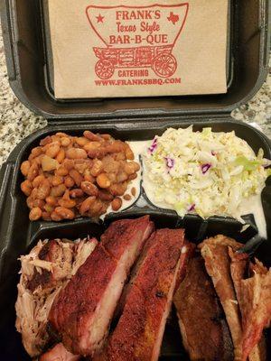 Pulled Pork, Ribs, Brisket, Cole Slaw, & Pinto Beans