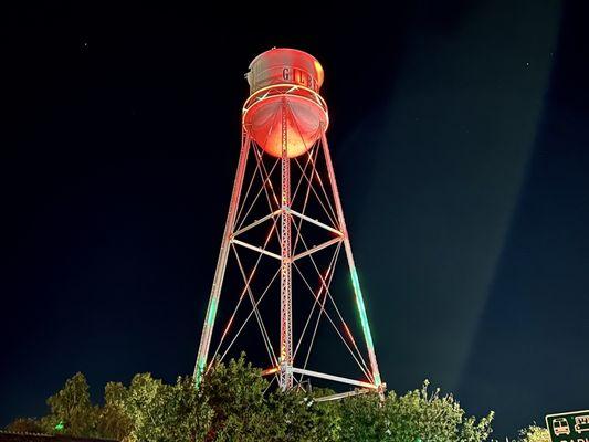 Water Tower Holiday Lighting