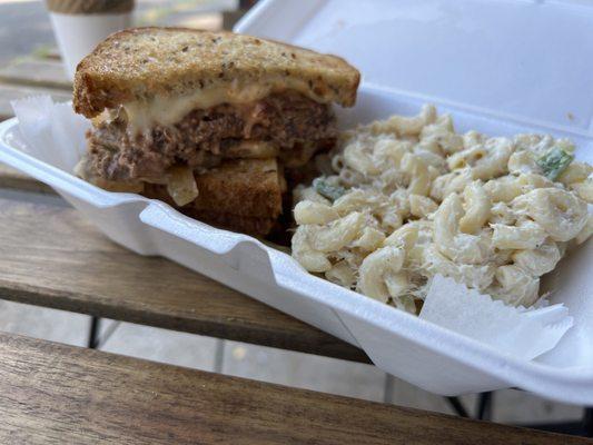 Patty melt special w/ side of tuna macaroni salad.