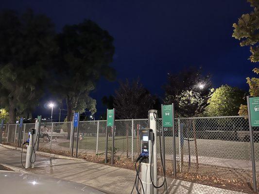 Charging station in front of Large side of dog park