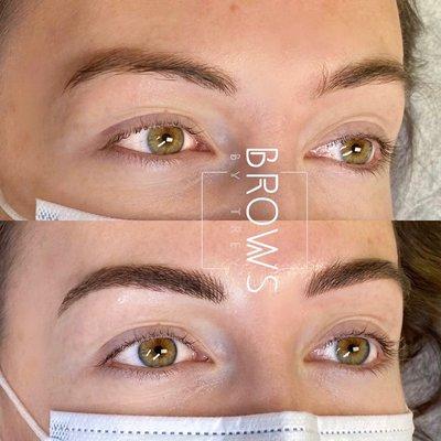 Microblading before and after at Brows by Treya.