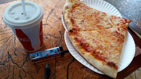 Using some @Yelp swag to stay charged and scarfing dinner. #NYC #NYCPizza