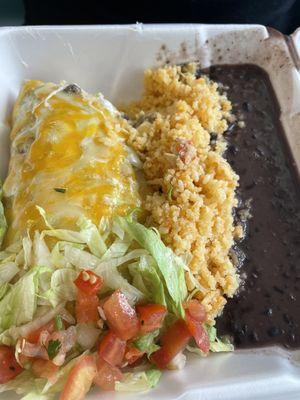 La Borimex Combo Burrito with rice and beans.