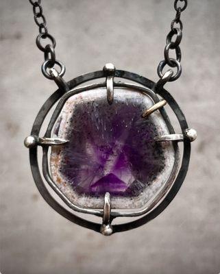 Amethyst, sterling silver necklace by Diana Gaikazova #heartofthesquare