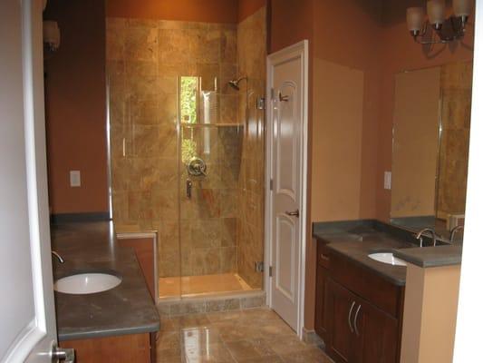 bathroom with glass shower enclosure