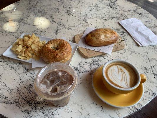 Mini lunch bagel and Parmesan tomato with sun dried tomato cream cheese