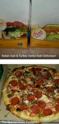 Italian & Turkey Sub's and pizza. All are EXCELLENT!