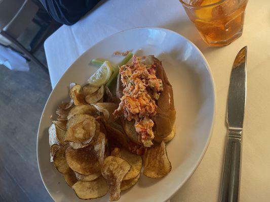 Lobster roll with old bay chips