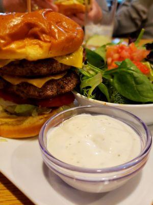 Double Cheeseburger with side salad.  Excellent!!!