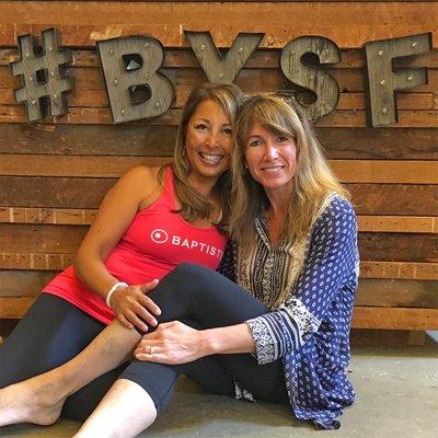 Baptiste Yoga San Francisco co-studio owner Jen Silvera (right), with Baptiste Certified Yoga Instructor Amelia Andaleon. #BYSF