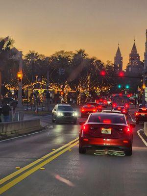 Approaching end of bridge and into historic downtown St Augustine.