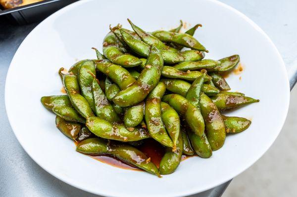 Spicy garlickin edamame