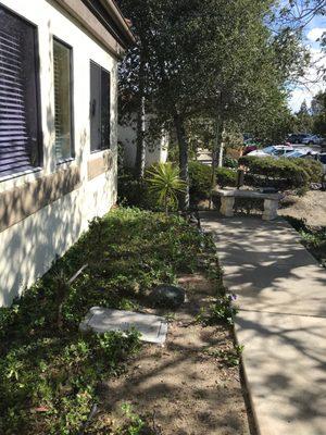 Bench outside the front door