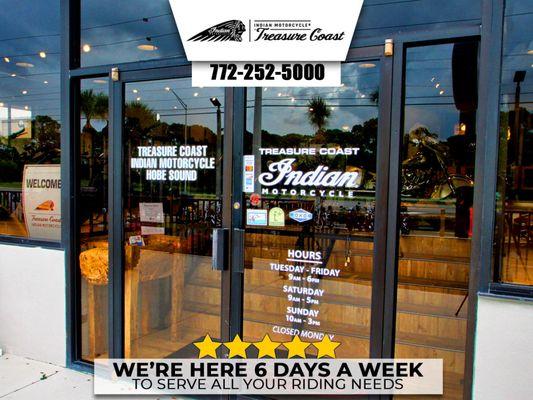 Conveniently located, and easy to find-Indian Motorcycle Treasure Coast-772-252-5000- 8401 SE FEDERAL HWY HOBE SOUND, FL 3345...