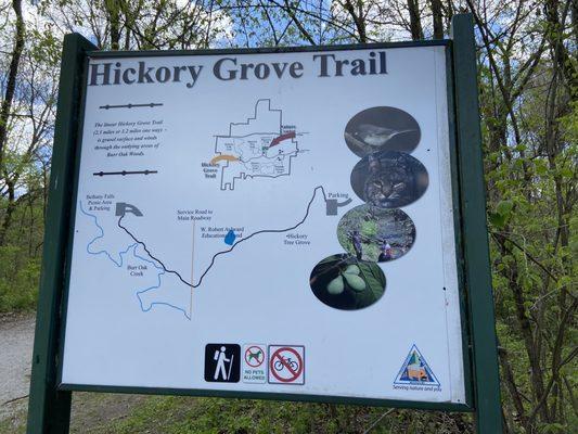 Hickory Grove Trail map. Out and back.