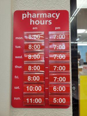 Pharmacy hours!