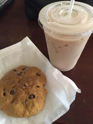 Pumpkin chocolate chip cookie and Sweet Iced Chai Tea Latte - both delicious!