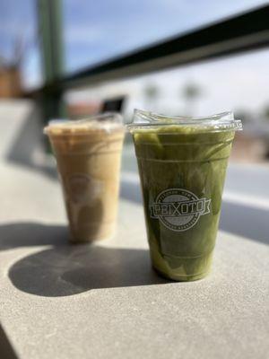 Toasted coconut latte and toasted coconut matcha