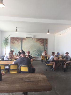 The relaxing tasting room at Suarez Family Brewery in Livingston.