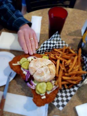 huge tenderloin and fries