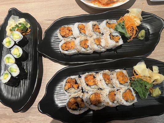 Sweet potato tempura and avocado rolls