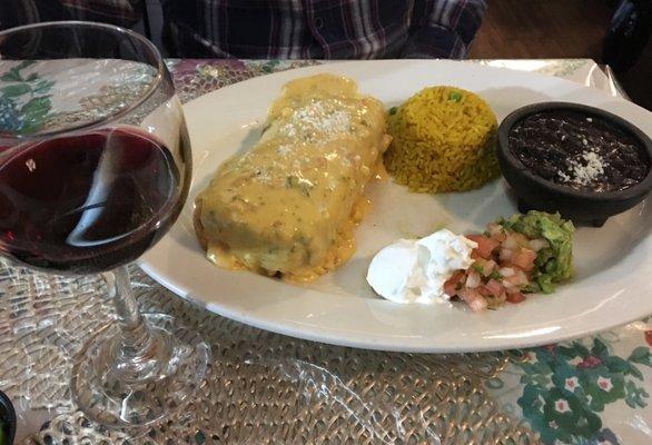 Mexican chorizo filled chimichanga