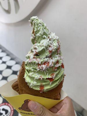 Matcha ice cream with  Red Bean Taiyaki