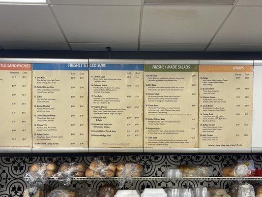 Menu in-store