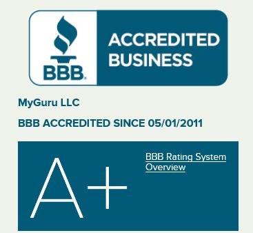 We've maintained an A+ rating with the BBB bureau for 8 years.